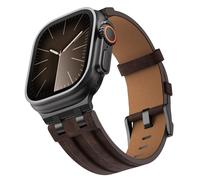Correas de Cuero Resistentes para Apple Watch Ultra 3/2/1 49mm, S11/S10 46mm, 9/8/7 45mm, SE3/SE2/SE/6/5/4 44mm, 3/2/1 42mm, Pulsera Empresarial de Cuero Real con Conector Metálico para Hombres,NMarró