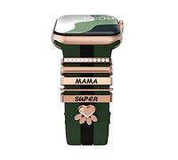 Correas de diseño 3 en 1 con trabillas para anillo y dijes de letras compatibles con Apple Watch Band de 1.496 pulgadas, 1.575 pulgadas, 1.614 pulgadas, correa deportiva transpirable de silicona suave