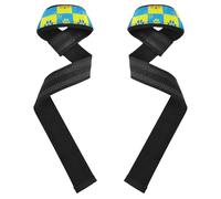 Correas de elevación de huellas de perro a cuadros azules y amarillos, correa de levantamiento de peso muerto acolchada de neopreno de 26 pulgadas para levantamiento de potencia, entrenamiento de