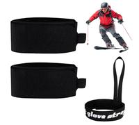Correas de Esquí, Bandas de Fijación de Esquí, 2 Piezas Correas Ajustables para Envolturas de Esquí, Cinta de Sujeción con Almohadillas Protectoras, para Esquís y Bastones, con Correa para Guantes