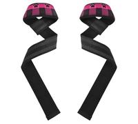 Correas de levantamiento de huellas de perro a cuadros rosadas y negras de 26 pulgadas, correas de muñeca para levantamiento de pesas, culturismo, levantamiento de potencia y peso muerto