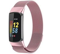 Correas de malla de metal para Fitbit Charge 5 para mujeres y hombres, correas de repuesto ajustables de acero inoxidable para rastreador de actividad Charge 5, Large(5.9"-8.6"), Acero inoxidable, No