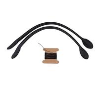 Correas de Manijas de Cuero Genuino para Bolsos - Accesorios DIY con Rollo de Hilo (Negro)