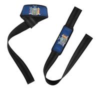 Correas de muñeca acolchadas de neopreno de 26 pulgadas para levantamiento de pesas, culturismo, diseño de bandera del estado de Nueva York