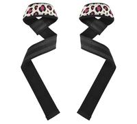 Correas de muñeca antideslizantes con estampado de leopardo violeta crema de 26 pulgadas para levantamiento de pesas, levantamiento de pesas, ejercicio y entrenamiento de fuerza