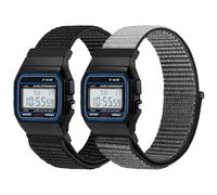 Correas de nailon compatibles con Casio F-91W/F-84/F-94/F-105/F-108/AE-1200/W-217H/W-218H/A-158W/A-168W/SGW-300H/W-800H, correa deportiva ajustable y transpirable cómoda pulsera de repuesto de nailon