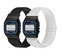 Correas de nailon compatibles con Casio F-91W/F-84/F-94/F-105/F-108/AE-1200/W-217H/W-218H/A-158W/A-168W/SGW-300H/W-800H, correa deportiva ajustable y transpirable cómoda pulsera de repuesto de nailon