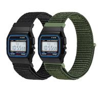 Correas de nailon compatibles con Casio F-91W/F-84/F-94/F-105/F-108/AE-1200/W-217H/W-218H/A-158W/A-168W/SGW-300H/W-800H, correa deportiva ajustable y transpirable cómoda pulsera de repuesto de nailon