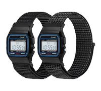 Correas de nailon compatibles con Casio F-91W/F-84/F-94/F-105/F-108/AE-1200/W-217H/W-218H/A-158W/A-168W/SGW-300H/W-800H, correa deportiva ajustable y transpirable cómoda pulsera de repuesto de nailon
