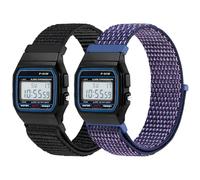Correas de nailon compatibles con Casio F-91W/F-84/F-94/F-105/F-108/AE-1200/W-217H/W-218H/A-158W/A-168W/SGW-300H/W-800H, correa deportiva ajustable y transpirable cómoda pulsera de repuesto de nailon
