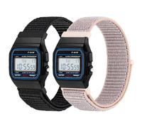 Correas de nailon compatibles con Casio F-91W/F-84/F-94/F-105/F-108/AE-1200/W-217H/W-218H/A-158W/A-168W/SGW-300H/W-800H, correa deportiva ajustable y transpirable cómoda pulsera de repuesto de nailon