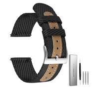 Correas de nylon trenzadas para hombre/mujer, Correa de reloj de lona de nailon de 18mm, 20mm y 22mm, correa de cuero de liberación rápida for hombres y mujeres, accesorios de pulsera universales, cor