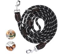 Correas de Perros, Correa Perro Ajustable de Nylon con 2 mosquetones y 3 Anillas, Correa para Perros de 3 m Ajustable, Correa para Perros Multifuncional, Negro