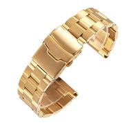 Correas De Reloj Acero Inoxidable, 18mm 19mm 20mm 21mm 22mm 23mm 24mm Correa de Reloj de Acero Inoxidable sólido Universal Correa de Reloj de Metal Accesorios de Correa de Pulsera (Color : Gold, Siz