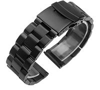 Correas De Reloj Acero Inoxidable, 18mm 19mm 20mm 21mm 22mm 23mm 24mm Correa de Reloj de Acero Inoxidable sólido Universal Correa de Reloj de Metal Accesorios de Correa de Pulsera (Color : Black, Si