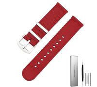 Correas de reloj ajustables de nylon tejido transp Correa de nailon de 18mm, 20mm, 22mm y 24mm, barra de resorte de liberación rápida, correa de repuesto for reloj, correa de nailon(Red,20mm)