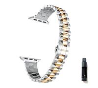 Correas De Reloj,Correas De Reloj De Metal Correa de acero inoxidable for reloj 6 SE Banda 40mm 44mm Pulsera delgada de las mujeres for la serie 5 4 3 38mm 42mm pulseras(Silver Rose gold,42mm)