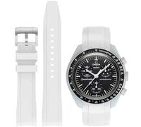 Correas de reloj de 20 mm para reloj Moonswatch, correa de silicona curvada sin huecos, compatible con reloj Omega X Swatch Moonswatch Speedmaster, correa de repuesto Swatch Omega Moonswatch
