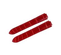 Correas de reloj de cocodrilo Cinturón de cuero genuino de 18 mm Método de costura de sillín hecho a mano Correa de piel de cocodrilo(Red,22mm)
