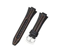 Correas de reloj de cuero genuino aptas for Seiko sportura SNL029P2 SNL021P1 SNA595P2 SNL017P1 pulsera de 15X27MM (Color : BlackOrange-Steel-K2, Size : 27x15mm)