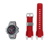 Correas de reloj de goma duraderas aptas for Casio G-SHOCK MTG-B1000 G1000 MTGB1000 Correa deportiva Correa de acero inoxidable de metal modificado de silicona(Red silver)