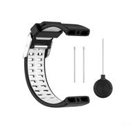Correas de reloj de silicona, cómoda correa de repuesto de doble color para POLAR V800 Smartwatch Fitness Track-er Soft Sport Wristband (negro+blanco)