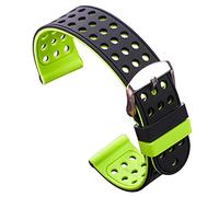 Correas De Reloj De Silicona,Correa De Silicona Correa de banda de reloj de goma de silicona deportes pulsera transpirable para mujeres hombres relojes brazaletes 18 20 22 24mm(Black and Green,18mm)