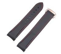 Correas de reloj de silicona de goma de 20 a 22 mm aptas for Omega Seamaster 300 speedmaster Correa apta for Seiko SKX Aqua Terra AT150 Moon Watch Band(Rose gold clasp-04,22mm)