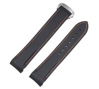 Correas de reloj de silicona de goma de 20 a 22 mm aptas for Omega Seamaster 300 speedmaster Correa apta for Seiko SKX Aqua Terra AT150 Moon Watch Band(Silver clasp-02,20mm)
