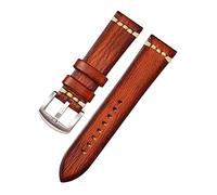 Correas de relojes elegantes y elegantes para hombres para hombres, correa de cuero de vegetales de color vintage Correa de cuero, una banda de reloj cómoda (plata de naranja, 22 mm), 22 mm, ágata