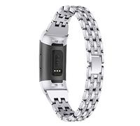 Correas de Repuesto compatibles con Fitbit Charge 4/Charge 3, TenCloud Bandas de Metal con Brillantes de Diamantes de imitación para Pulsera de Mujer para Pulsera Charge 4/Charge 3 (Plata)