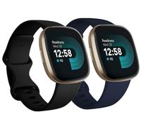 Correas de repuesto compatibles con Fitbit Versa 3 / Versa 4 / Sense/Sense 2, silicona ajustable clásica, correa de fitness para mujeres y hombres, tamaño pequeño, negro y azul oscuro (paquete de 2)