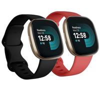 Correas de repuesto compatibles con Fitbit Versa 3 / Versa 4 / Sense/Sense 2, silicona ajustable clásica, correa de fitness para mujeres y hombres, tamaño pequeño, negro y rojo (paquete de 2)