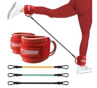 Correas de tobillo con puños, bandas de tobillo para entrenamiento, banda de resistencia de tobillo para pierna, equipo de entrenamiento de glúteos para entrenamiento de cadera (rosa con 3 bandas de