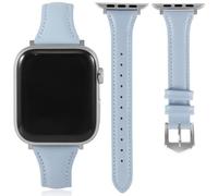 Correas delgadas y suaves de cuero genuino compatibles con Apple Watch Band de 42 mm, 44 mm, 45 mm, 46 mm, 49 mm, para mujer, correa de repuesto de cuero duradero para iWatch Ultra1/2/3 SE1/2/3 11 10