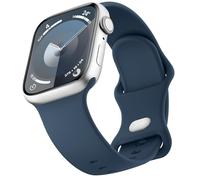 Correas deportivas compatibles con Apple Watch Band de 41 mm, 40 mm, 38 mm, correa de repuesto de silicona suave compatible con Apple Watch SE2 SE Series 9 8 7 6 5 4 3 mujeres hombres, azul abismo, 38