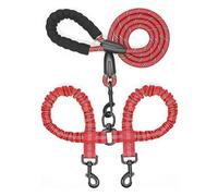Correas dobles para perros y mascotas, cuerda elástica, dos cabezas, correa de nailon para perros, acoplador de 2 vías, collares para perros, correas para perros (rojo)