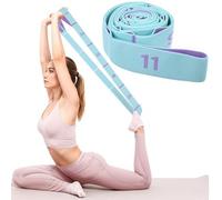Correas elásticas con 11 bucles, correas elásticas de yoga para equipo de estiramiento, banda de estiramiento de yoga azul y morado para terapia física, pilates, yoga, baile, ejercicio de gimnasia y