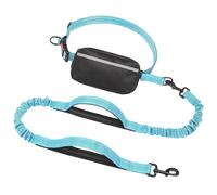 Correas elásticas para perros de doble asa acolchada con gancho de metal y cinturón de cintura ajustable para razas grandes, correr, entrenamiento, correas elásticas para perros