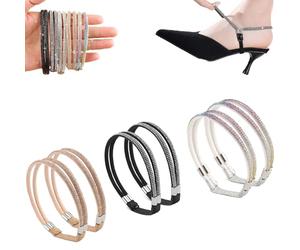 Correas elásticas para zapatos de tacón alto con diamantes de imitación, agarre desmontable para talones, correas de tobillo de repuesto para talones de tobillo (A)