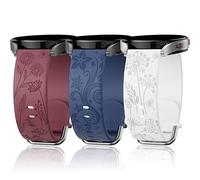 Correas grabadas de flores compatibles con Samsung Galaxy Watch 7/FE/6/5/4/Active 2 de 40 mm, 44 mm, 5 Pro de 45 mm, Watch 6/4 Classic de 43 mm, 47 mm, 42 mm, 46 mm, paquete de 3 correas de repuesto