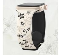 Correas grabadas florales para Apple Watch para mujer de 40 mm, 41 mm, 42 mm, 38 mm, 44 mm, 45 mm, 46 mm, 49 mm, correa de silicona suave deportiva en relieve floral para iWatch Series 10 9 8 7 6 5 4