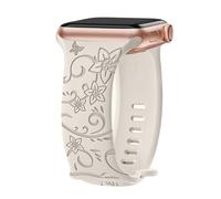 Correas grabadas florales para Apple Watch para mujer de 40 mm, 41 mm, 42 mm, 38 mm, 44 mm, 45 mm, 46 mm, 49 mm, correa de silicona suave deportiva en relieve floral para iWatch Series 11 10 9 8 7 6 5