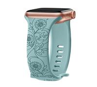 Correas grabadas florales para Apple Watch para mujer de 40 mm, 41 mm, 42 mm, 38 mm, 44 mm, 45 mm, 46 mm, 49 mm, correa de silicona suave deportiva en relieve floral para iWatch Series 11 10 9 8 7 6 5
