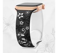 Correas grabadas florales para Apple Watch para mujer de 40 mm, 41 mm, 42 mm, 38 mm, 44 mm, 45 mm, 46 mm, 49 mm, correa de silicona suave deportiva en relieve floral para iWatch Series 10 9 8 7 6 5 4