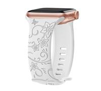Correas grabadas florales para Apple Watch para mujer de 40 mm, 41 mm, 42 mm, 38 mm, 44 mm, 45 mm, 46 mm, 49 mm, correa de silicona suave deportiva en relieve floral para iWatch Series 11 10 9 8 7 6 5