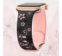 Correas grabadas florales para Apple Watch para mujer de 40 mm, 41 mm, 42 mm, 38 mm, 44 mm, 45 mm, 46 mm, 49 mm, correa de silicona suave deportiva en relieve floral para iWatch Series 10 9 8 7 6 5 4