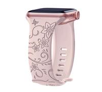 Correas grabadas florales para Apple Watch para mujer de 40 mm, 41 mm, 42 mm, 38 mm, 44 mm, 45 mm, 46 mm, 49 mm, correa de silicona suave deportiva en relieve floral para iWatch Series 11 10 9 8 7 6 5