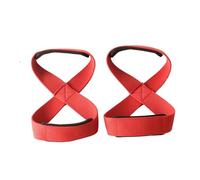 Correas Levantamiento 2 correas de algodón for levantamiento pesas, en forma 8, cinturones, banda palma for dominadas, gruesas(Red,L)