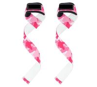 Correas Levantamiento 2 correas de levantamiento pesas for gimnasio, guantes fitness, vendas antideslizantes for las manos, muñequeras apoyo for entrenamiento y potencia(Pink white)